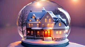 A snow globe with a house inside video
