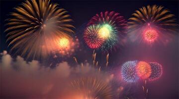 Feuerwerk im das Himmel mit Wolken und Rauch video