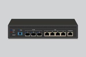 Ethernet connector and an optical connector. Media converter on white background. vector