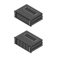 Professional server size 1u with eight 2.5-inch hard drives. Network attached storage on white background. Illustration. vector