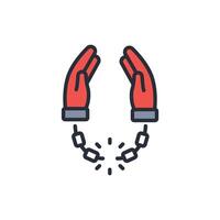 handcuffs freedom icon. .Editable stroke.linear style sign for use web design,logo.Symbol illustration. vector