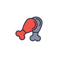 chicken thigh icon. .Editable stroke.linear style sign for use web design,logo.Symbol illustration. vector