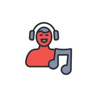 listen music icon. .Editable stroke.linear style sign for use web design,logo.Symbol illustration. vector