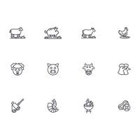 Meat icon set..Editable stroke.linear style sign for use web design,logo.Symbol illustration. vector