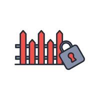 secure fence icon. .Editable stroke.linear style sign for use web design,logo.Symbol illustration. vector