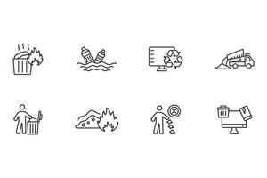 Waste icon set..Editable stroke.linear style sign for use web design,logo.Symbol illustration. vector