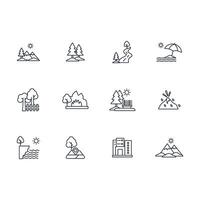 Landscape icon set..Editable stroke.linear style sign for use web design,logo.Symbol illustration. vector