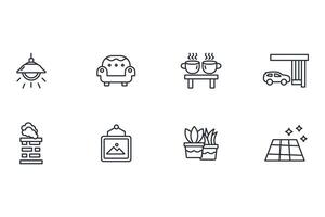 Home interior icon set..Editable stroke.linear style sign for use web design,logo.Symbol illustration. vector