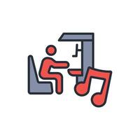 pianist icon. .Editable stroke.linear style sign for use web design,logo.Symbol illustration. vector