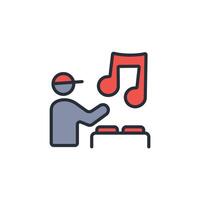 deejay icon. .Editable stroke.linear style sign for use web design,logo.Symbol illustration. vector