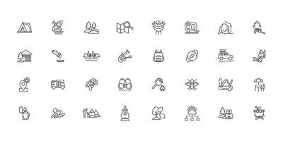 Camping icon set..Editable stroke.linear style sign for use web design,logo.Symbol illustration. vector
