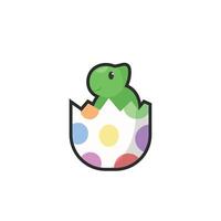 hatched dinosaur egg in outline flat design. vector