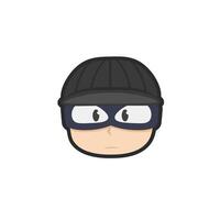 robbery head in outline flat design. vector