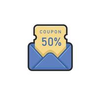 coupon sale message in outline flat design. vector