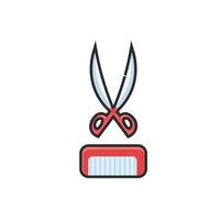 scissor and comb in outline flat design. vector