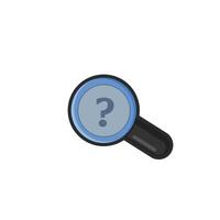 magnifier with question sign in outline flat design. vector