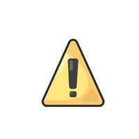 yellow triangle warning sign in outline flat design. vector