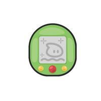 old pet game console in outline flat design. vector