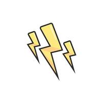 thunder sign in outline flat design. vector