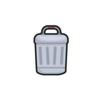 trash can in outline flat design. vector