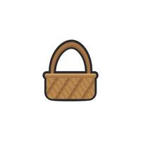 traditional bucket in outline flat design. vector
