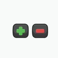 plus and minus button in outline flat design. vector