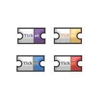 ticket set with different color in outline flat design. vector