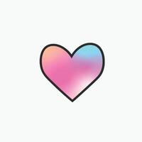 love shaped gradient color in outline flat design. vector