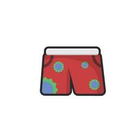 red short pants in outline flat design. vector