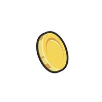 golden coin in outline flat design. vector