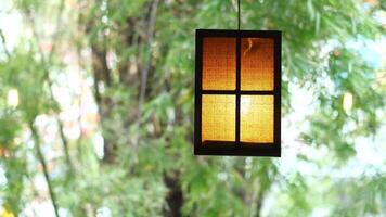 A hanging light with a window in the middle video