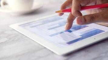 A person using a tablet to create a graph video