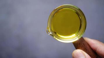A magnifying glass is being held up to a yellow liquid video