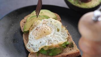 Avocado toast with eggs and avocado video