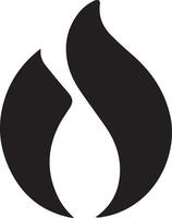 A solid black fire flame, designed for multipurpose use. Its clean, minimalistic design makes it versatile for various applications, including logos, icons, and graphic designs vector