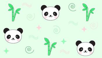 background of bamboo trees and cute pandas vector
