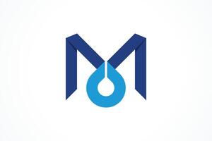 M Initial with Water Droplet Logo Design Template vector