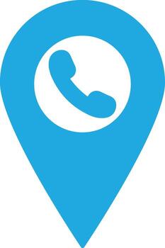Location pin with phone call icon . Map pointer with symbol telephone . Telephone location pin icon vector