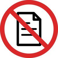 No document sign isolated on white background . Document and prohibition sign . illustration vector