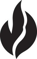 A solid black color fire flame, designed for multipurpose use. Its clean, minimalistic design makes it versatile for various applications, including logos, icons, and graphic designs vector
