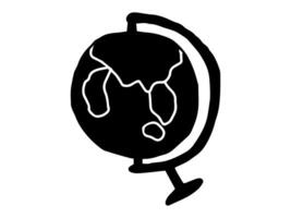 Black silhouette of a globe isolated on white background, geography concept, minimalist style, education element, world map design. vector