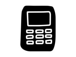 Black silhouette of a calculator isolated on a white background. concept of accounting, finance, education, minimalist style. print, icon, design element. vector