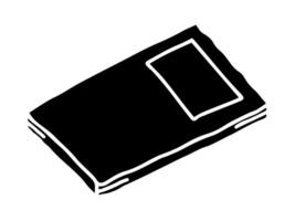 Black silhouette of a notebook isolated on a white background. Concept of school supplies, stationery, minimal design. Print, icon, design element. vector