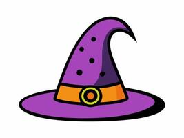 Witch hat isolated on a white background. Wizard pointed hat. Concept of Witchcraft Accessory, Magical Costume Element, Halloween Illustration vector