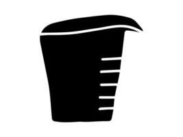 Black silhouette of a measuring cup illustration isolated on white background. Concept of kitchen tool, cooking measurement, minimal style, baking accessory. Design element, home, utensil. vector