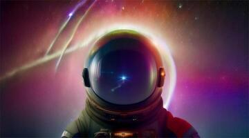 Astronaut in space with colorful background video