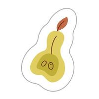Sticker with a half of pear. Color flat illustration. vector