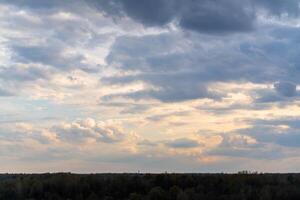 Beautiful clouds in the blue sky. Natural atmospheric background. photo