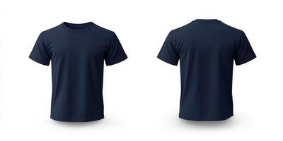 This versatile plain navy blue tshirt mockup presents a showcase of both the front and back views, making it an ideal choice for clothing design projects and retail advertisements in the market photo