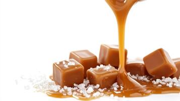 Indulge in our luxurious salted caramel dessert with creamy toffee cubes and rich caramel sauce, delighting the senses with exceptional sweetness and complex flavors for a satisfying experience photo
